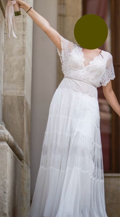 Rochie de mireasa in stil boho din matase si voal (Divine Atelier)