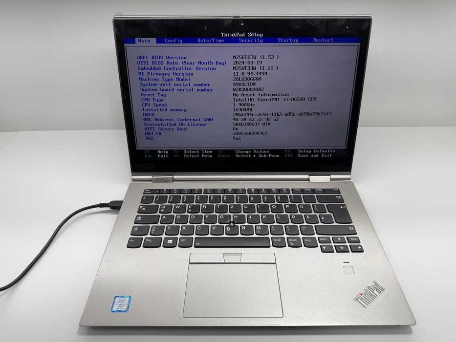 Laptop SH Lenovo Thinkpad X1 YOGA gen 3 i7-8650U incomplet/piese YNC133