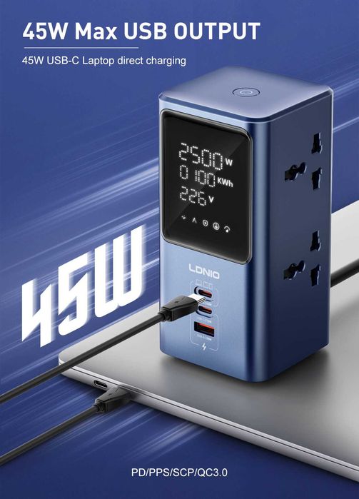 Настольный Удлинитель Башенного Формата 2500W. Есть доставка