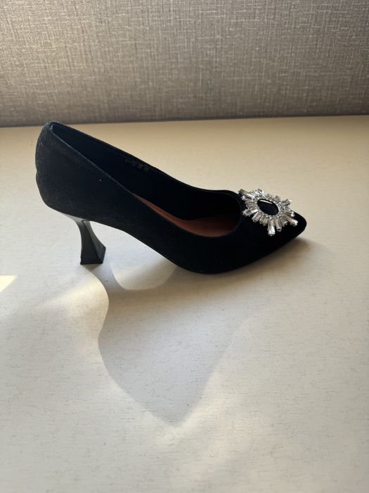 Туфли черные, замшевые