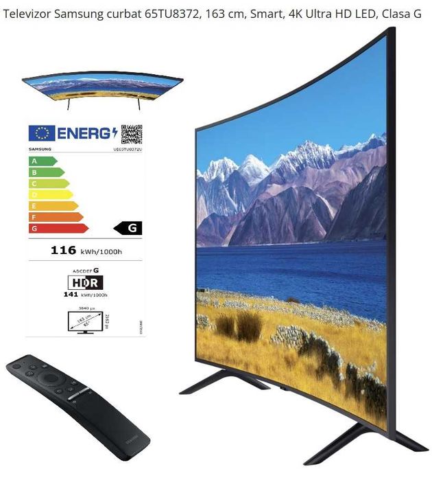 Vand Smart TV 4k curbat Samsung 65TU8372 163 cm Crystal Display