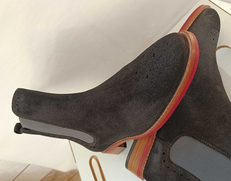 Ghete chelsea 39 39.5 cap toe brogue suede Mahon NOI piele naturala