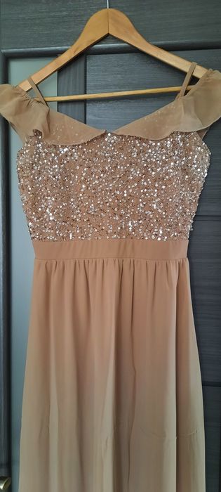 Rochie lunga eleganta roz-nude S 36-38