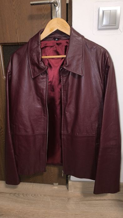 Geaca piele naturala barbati burgundy visiniu