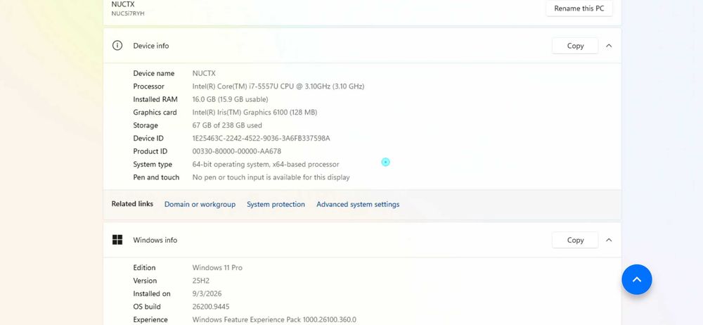 Mini pc NUC 5i7RYH