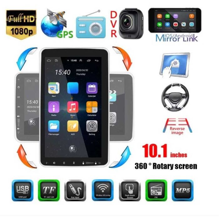 Мултимедия Android 11, 10.1" ротационен екран, GPS, Bluetooth камера