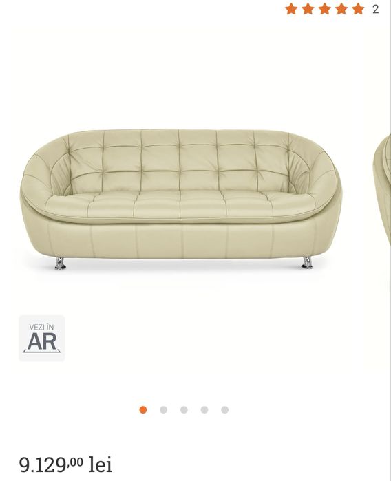 Set canapea si fotoliu mobexpert piele crem