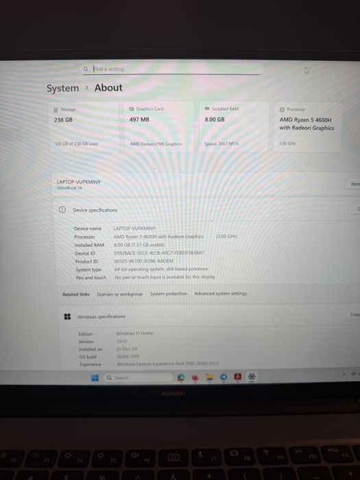 Laptop Huawei AMD Ryzen 4000 series 5