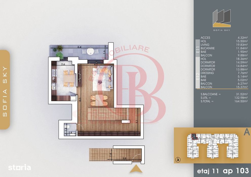 4 Camere modern-Scara interioara-Titan-Pallady-7min metrou
