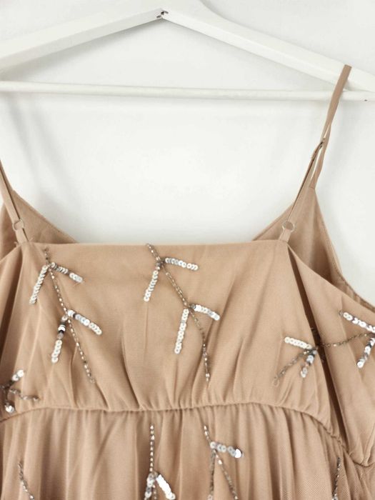 Rochie party, crem cu paiete, VERO MODA, scurtă, cu bretele, nr 38