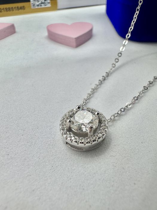 Сребърно колие с мойсанит (диамант) 1 карат