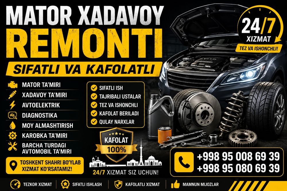 Mator xadavoy remonti — sifatli va kafolatli