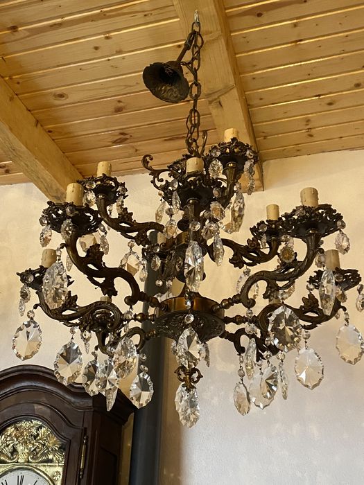 Candelabru bronz/cristal