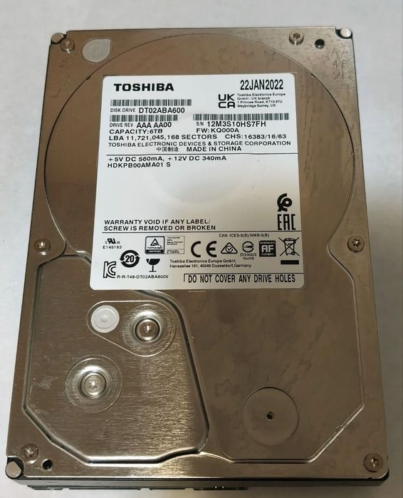 6tb hdd Toshiba здоровье 100%.6тб хард для ПК или видео наблюдения.