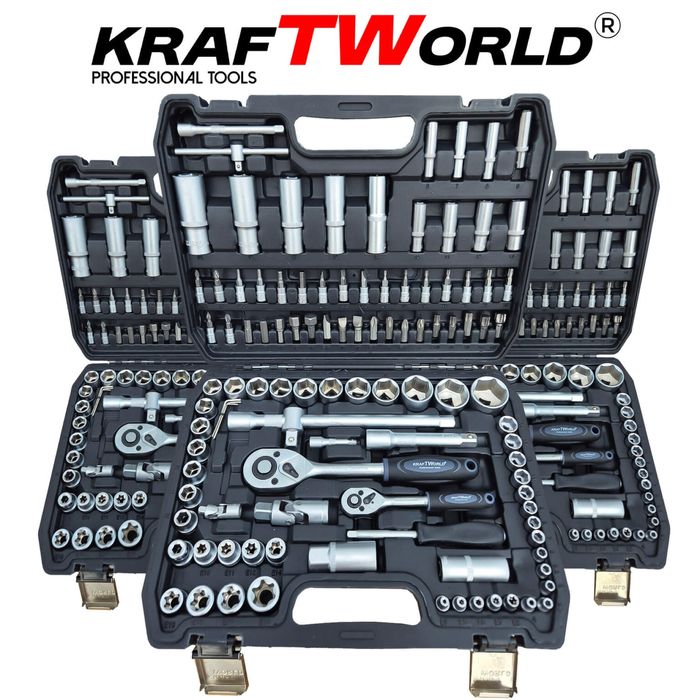 Гедоре 108 части KraftWorld – Професионален Комплект с тресчотка 1/2 и