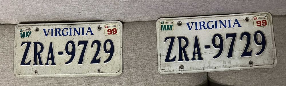 Set 2 numere originale SUA Virginia ZRA 9729 1999