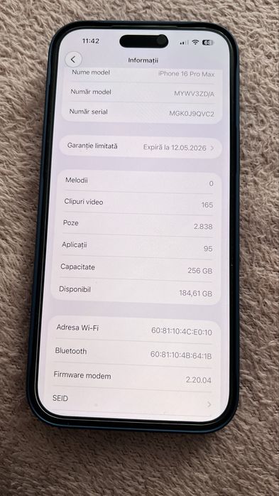Iphone 16 pro max inca in garantie