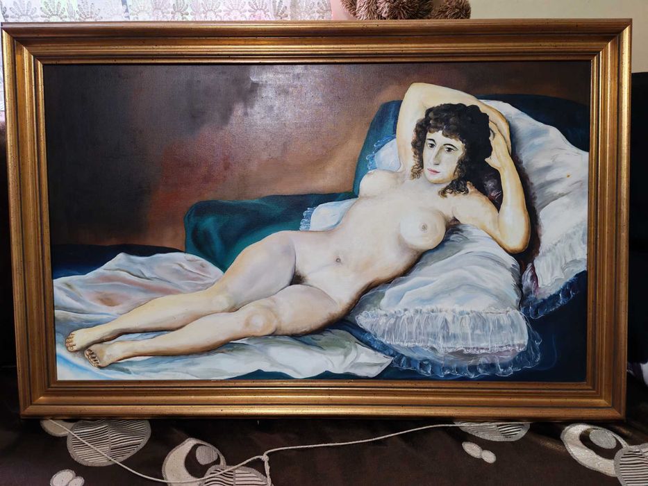 Tablou Mare Ulei Nud - Ramă Foiță Aur