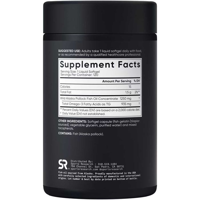 Омега-3 Тройной Силы  Sports Research Triple Strength Omega-3 Fish Oil