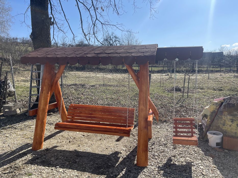 Leagan din lemn masiv pentru copii / balansor rustci