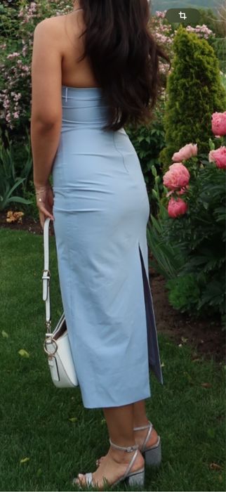 Платье голубое длинное