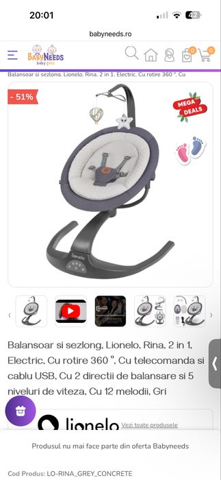 Balansoar si sezlong, Lionelo, Rina, 2 in 1,Nou in cutie