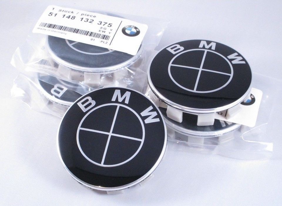 Capace roti jante negre embleme BMW 68mm  1 3 5 7 E46 E90 E60 X1 X3 X5 X6