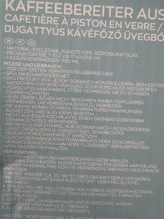 Vand cafetiera din sticla