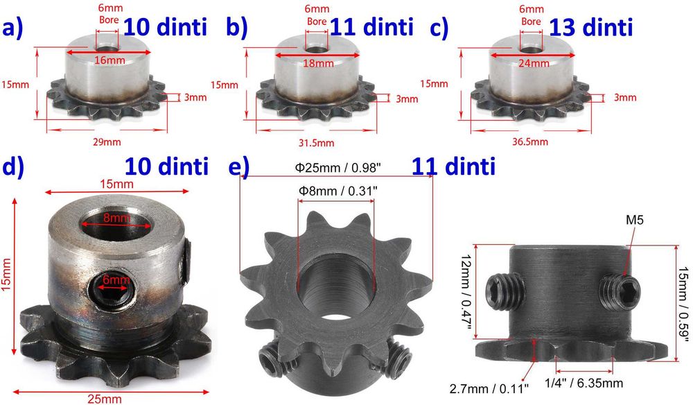 Pinion 6-7-10- 11,13,14,20,44 dinti! pentru motor scuter electric. Nou