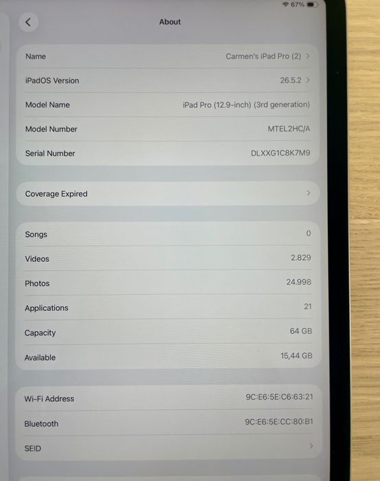 iPad Pro 12.9” 2018 64GB Wi-Fi + Apple Pencil original