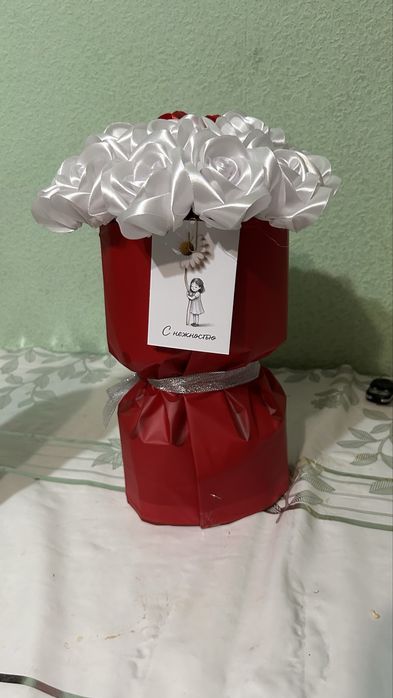 Цветы атласных лента букет 51 шт