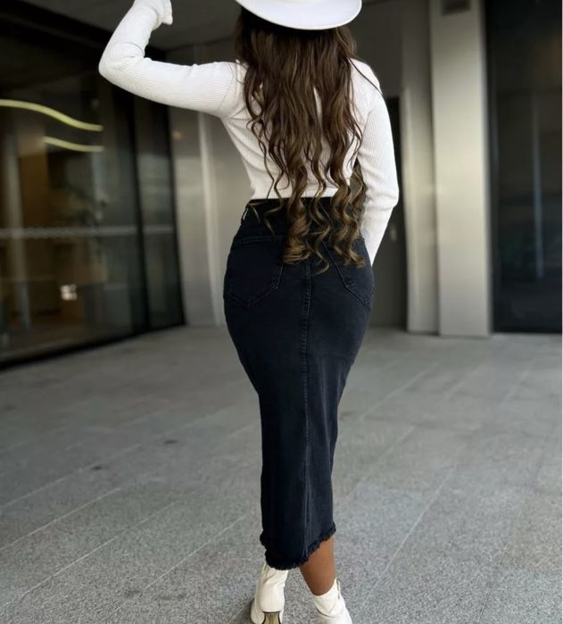 Джинсовая юбка длина миди