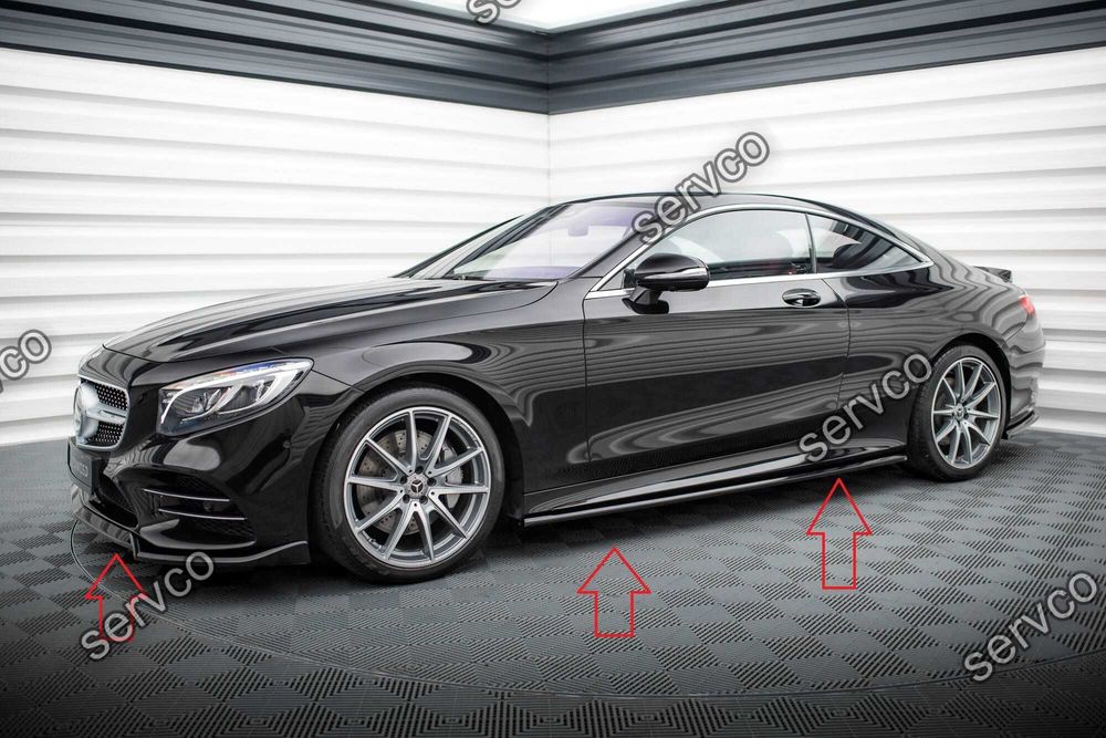 Pachet Set Splitter Exterior Lip Prelungiri Body kit tuning Mercedes S Class Coupe AMG-Line C217 Facelift 2017-2020 v7 - Maxton Design