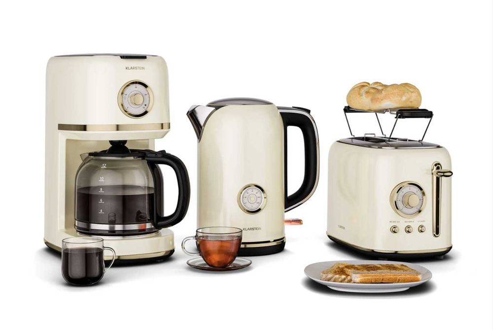 Set mic dejun Klarstein Victoria - Toaster 800W, Fierbător 1.7L, Cafetiera 900W