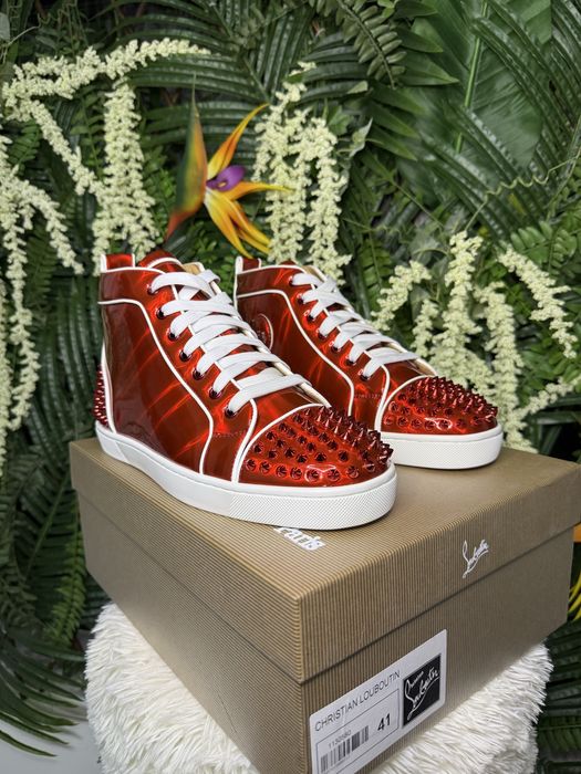 Christian Louboutin High Red Glossy Spikes