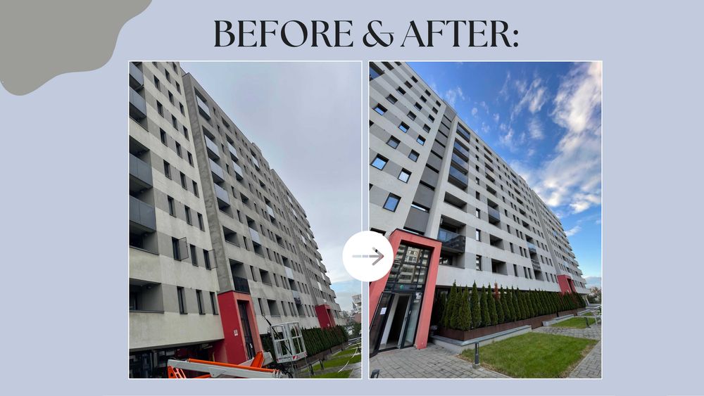 Servicii profesionale de curatare fatada | decorativa, sticla, alucobond, panouri sandwich