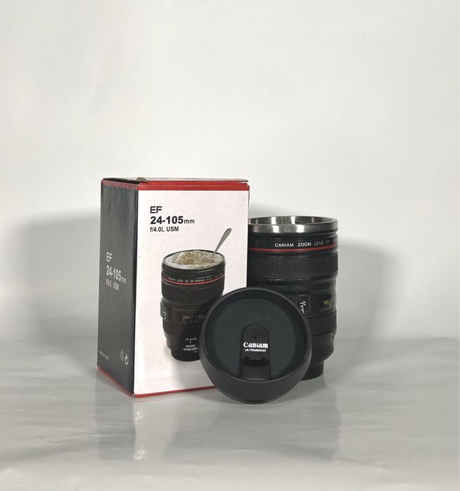 Термо чаша ABS фотообектив, Пластмаса, Черен, 400 мл