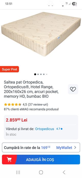 Saltea superortopedică