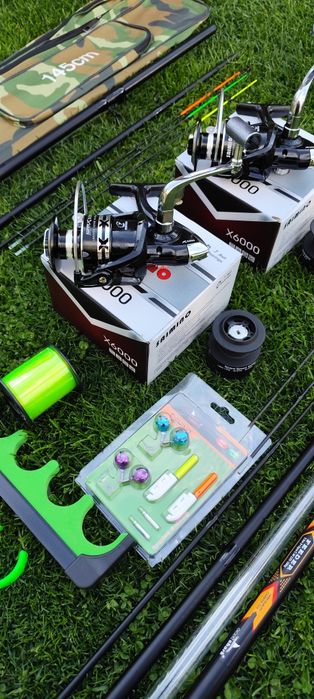 Set Feeder Complet,2 Lansete 3,90m,2 Mulinete X6000,Senzori,Suporți+Geanta+Monturi+Fir