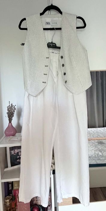 Сет ленен панталон и елек на Zara/Зара
