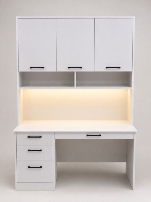 Компьютерный стол с LED подсветкой и шкафчиками | 120×195