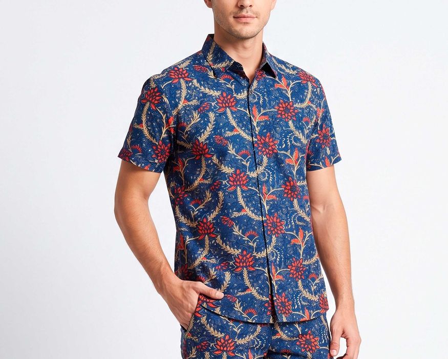 Scotch & Soda Оригинална мъжка флорална риза с къс ръкав размер S
