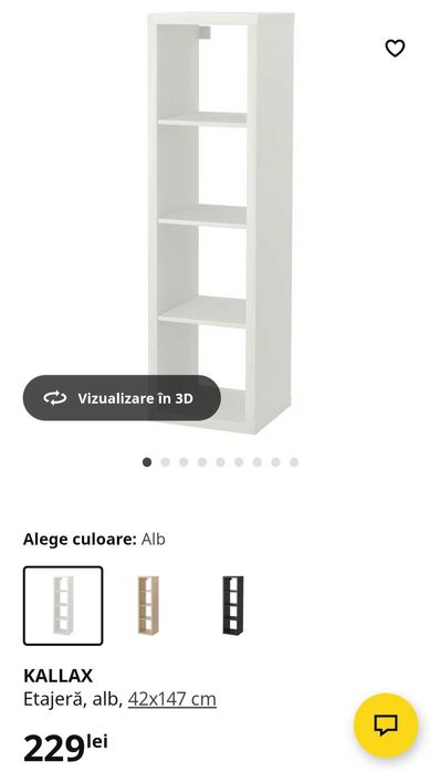 Etajera alba Ikea, 2 rafturi, 2 usi