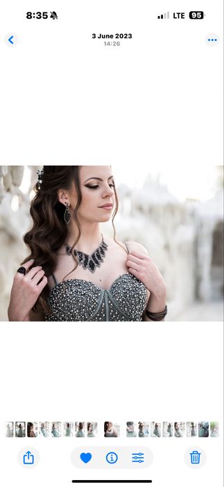 Официална тюлена рокля цвят мента + бижута – XS/S