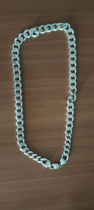 Lant argint masiv  barbati cuban chain si italian style pentru cunoaca