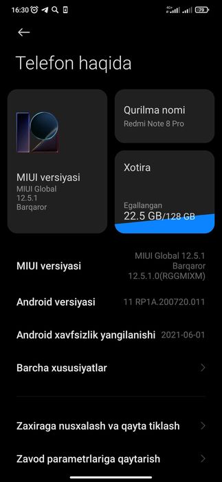 Redmi note 8pro 6/128lik pubg 60