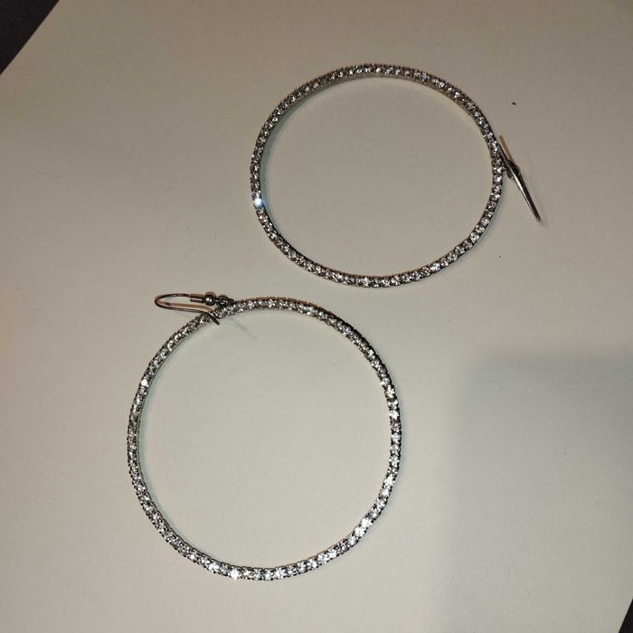 Дамски обеци, обици    големи халки   ф 10см, халки с камъни ф 6,5 см