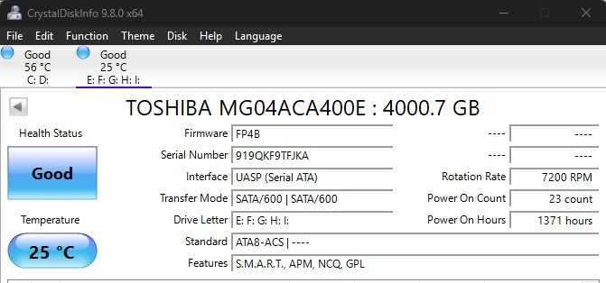 HDD Toshiba Enterprise 4TB 7200RPM (MG04ACA400E) – 0/60/>1700 days