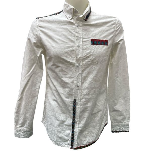 Мъжка бродирана риза DESIGUAL размер S бяла