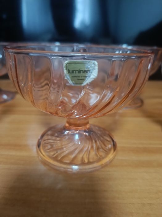 Pahare Luminarc. Cupe cristal inghetata. Cristal roz Luminarc